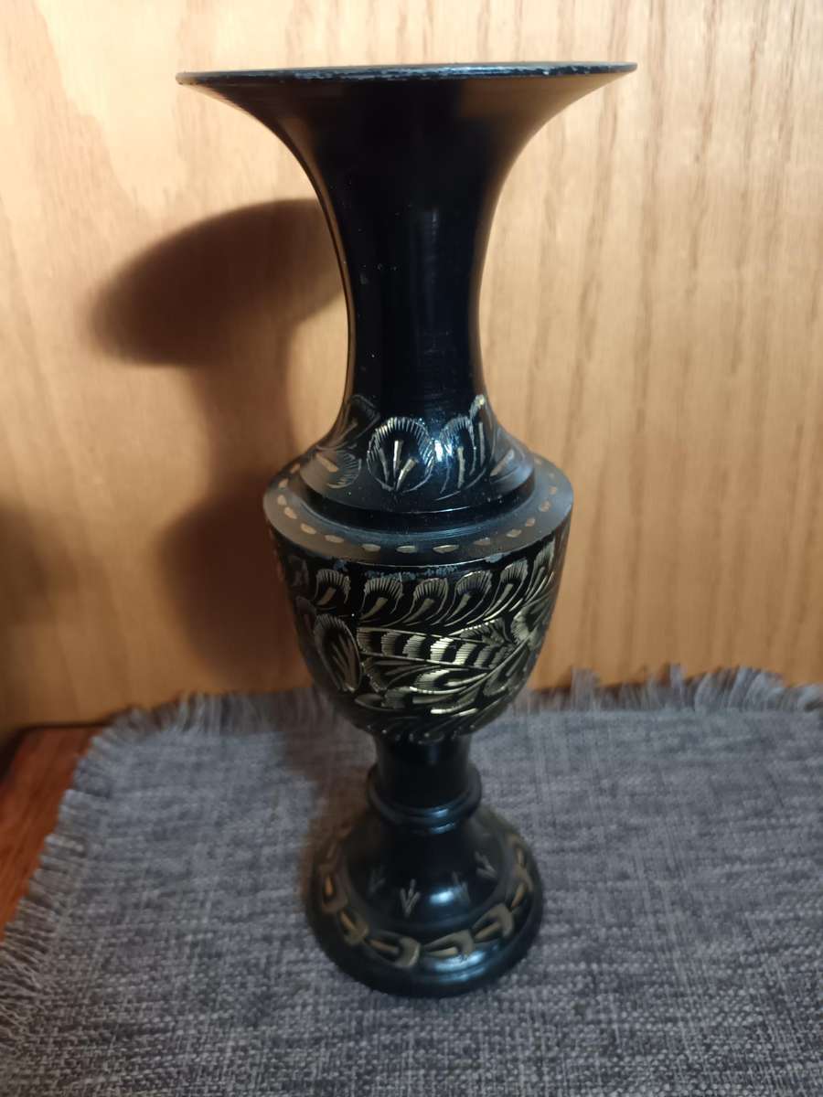 Engraved Vintage Brass Vase