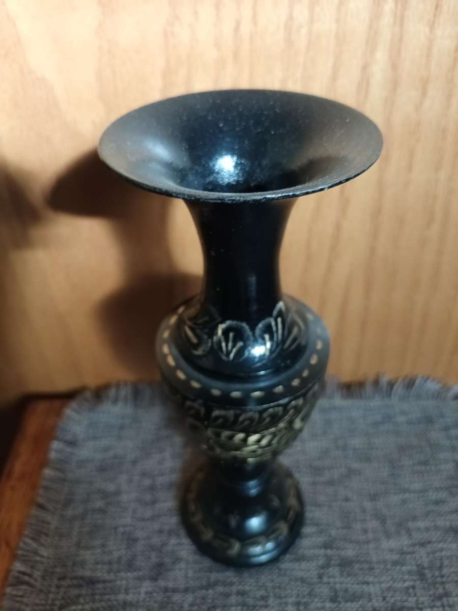 Engraved Vintage Brass Vase