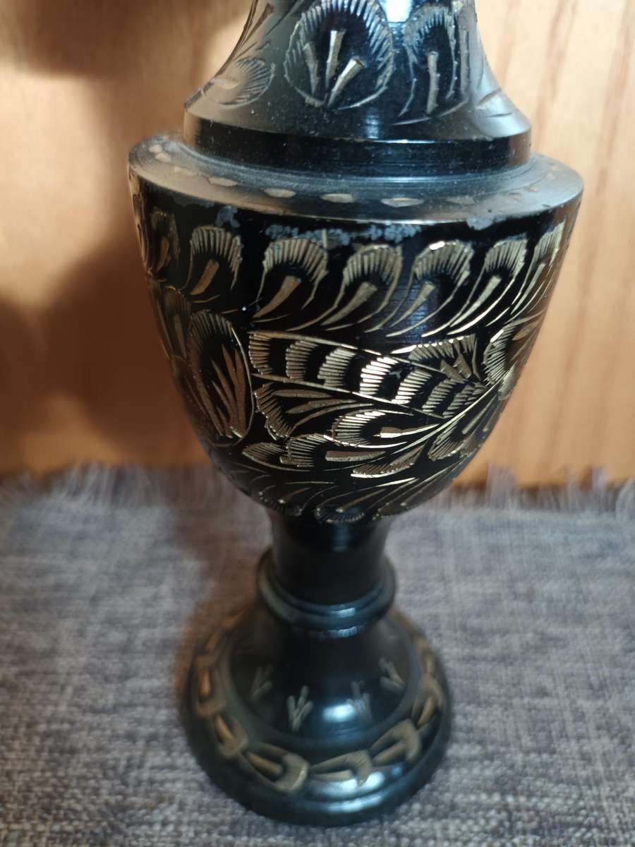 Engraved Vintage Brass Vase