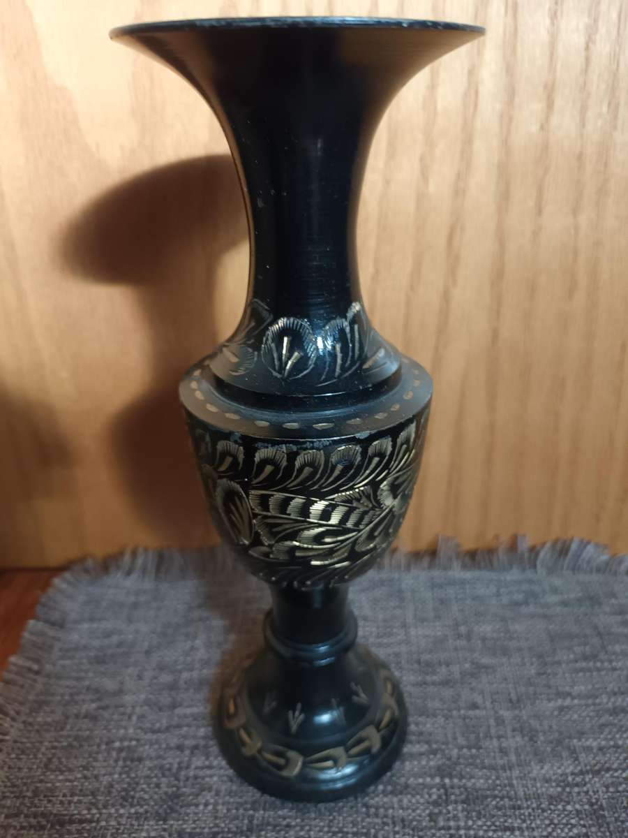 Engraved Vintage Brass Vase