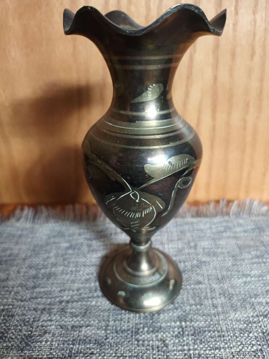 Small Engraved Brass Vase