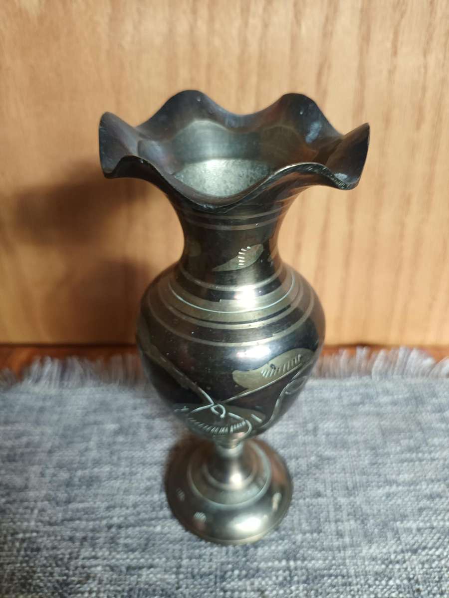 Small Engraved Brass Vase