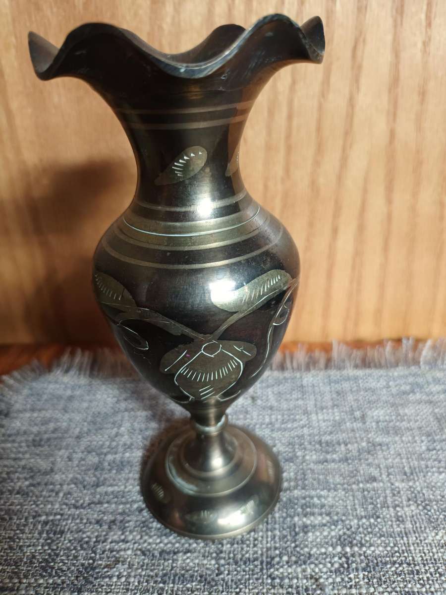 Small Engraved Brass Vase