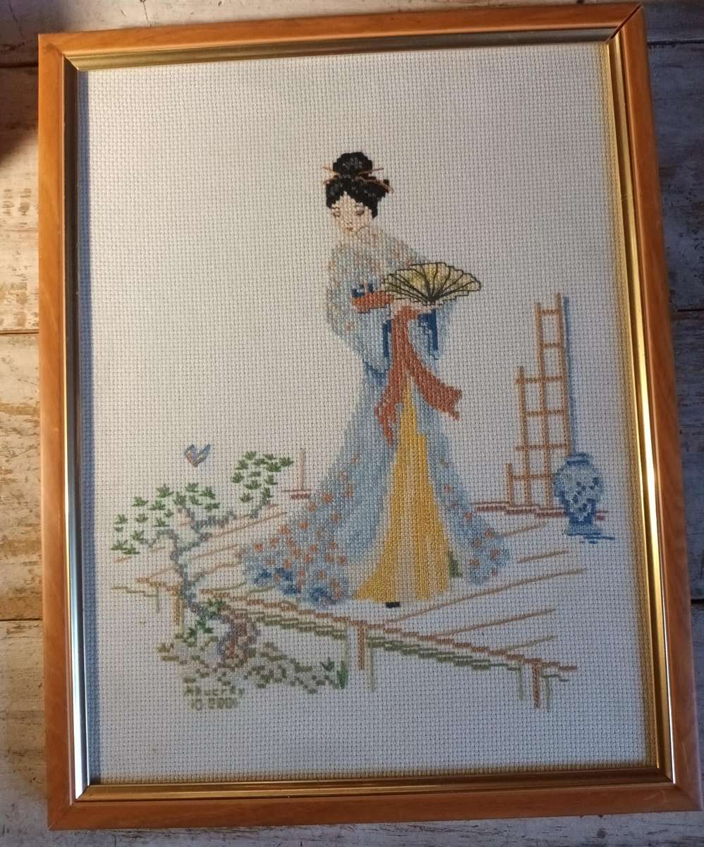 Framed with Glass Oriental Stitching
