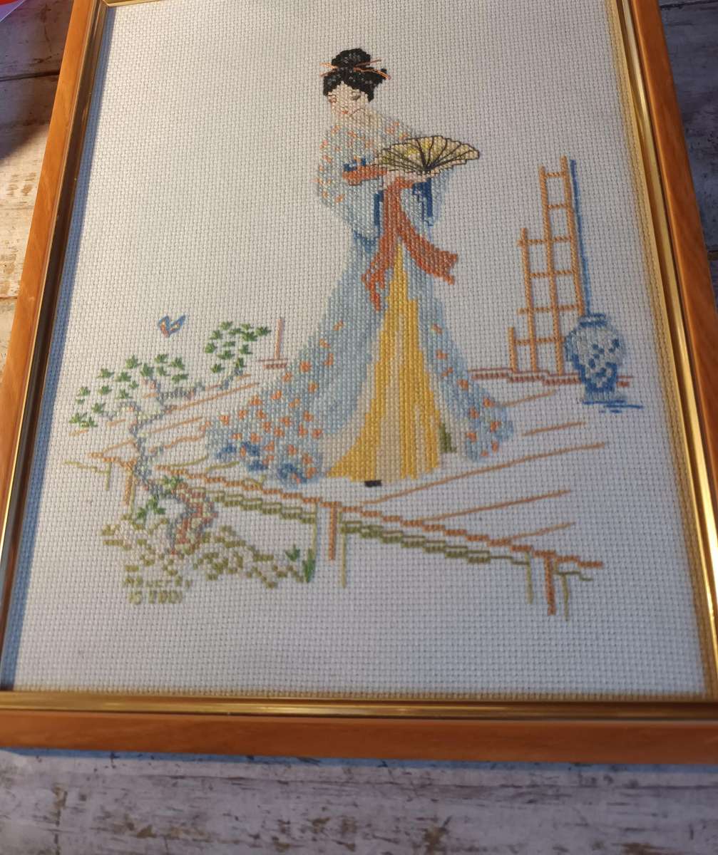 Framed with Glass Oriental Stitching