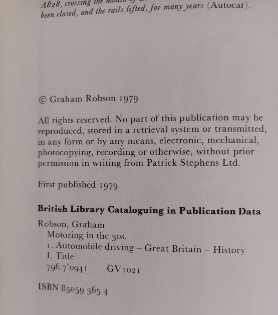 Motoring in the 1930s. First Published 1979