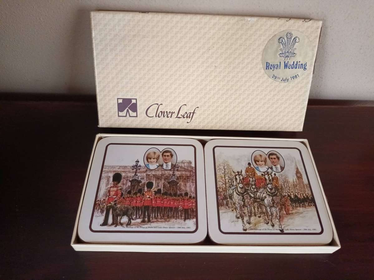 Six Vintage Royal Wedding Coasters