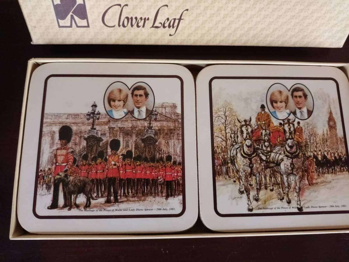 Six Vintage Royal Wedding Coasters