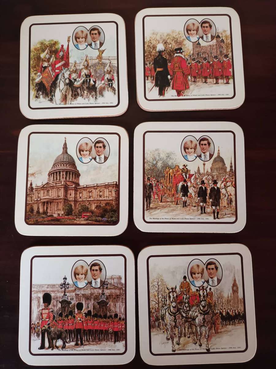 Six Vintage Royal Wedding Coasters