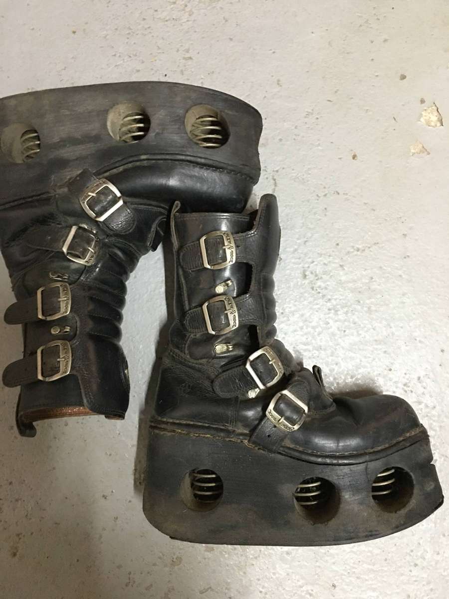 VINTAGE NEW ROCK LADIES BOOTS - LEATHER - M373-S2 PLATFORM BOOTS SPRING LOADED NEPTUNE SOLES