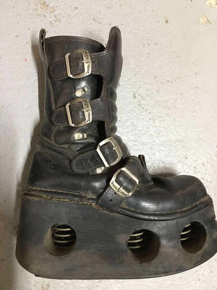 VINTAGE NEW ROCK LADIES BOOTS - LEATHER - M373-S2 PLATFORM BOOTS SPRING LOADED NEPTUNE SOLES