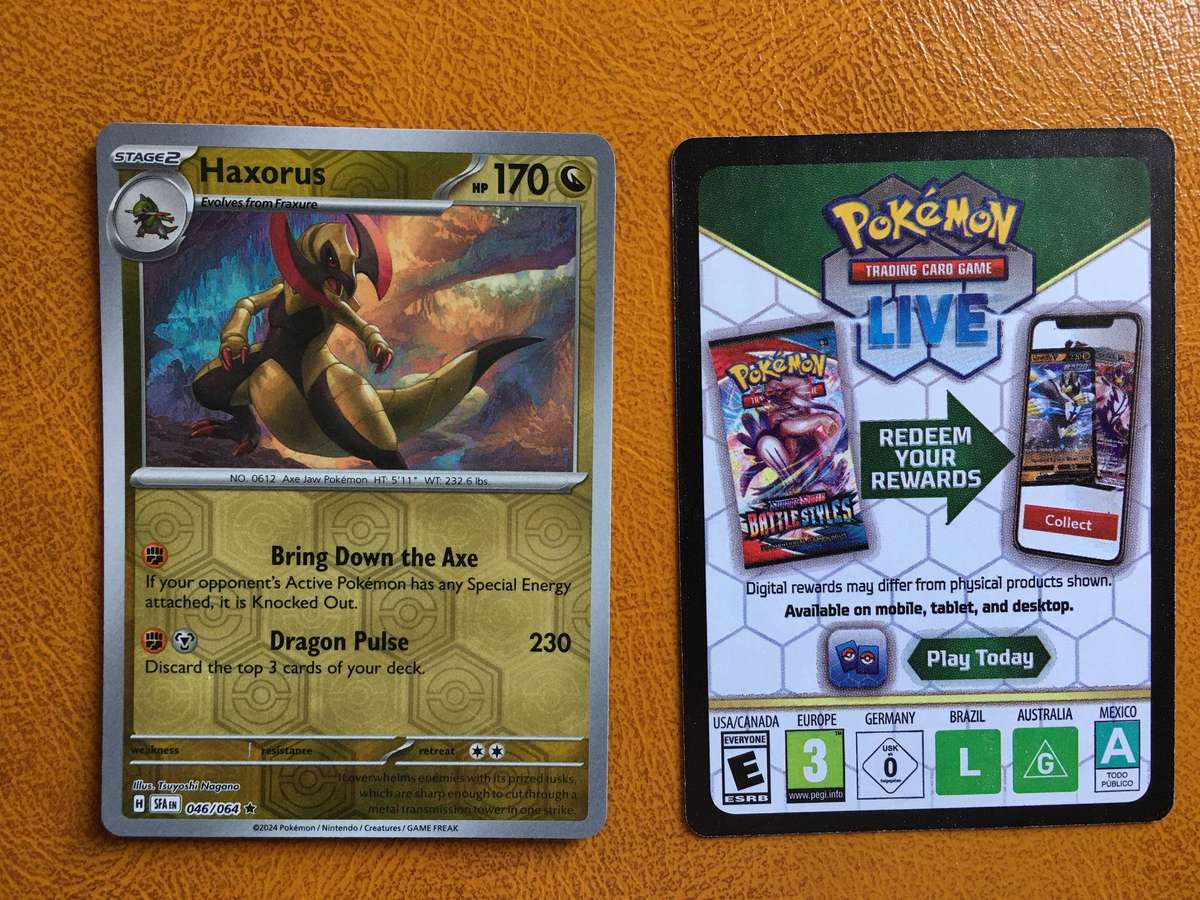 POKEMON TRADING CARD - FOIL / SHINY CARD - HAXORUS /  PLUS FREE CODE TO UNLOCK ONLINE GAME,