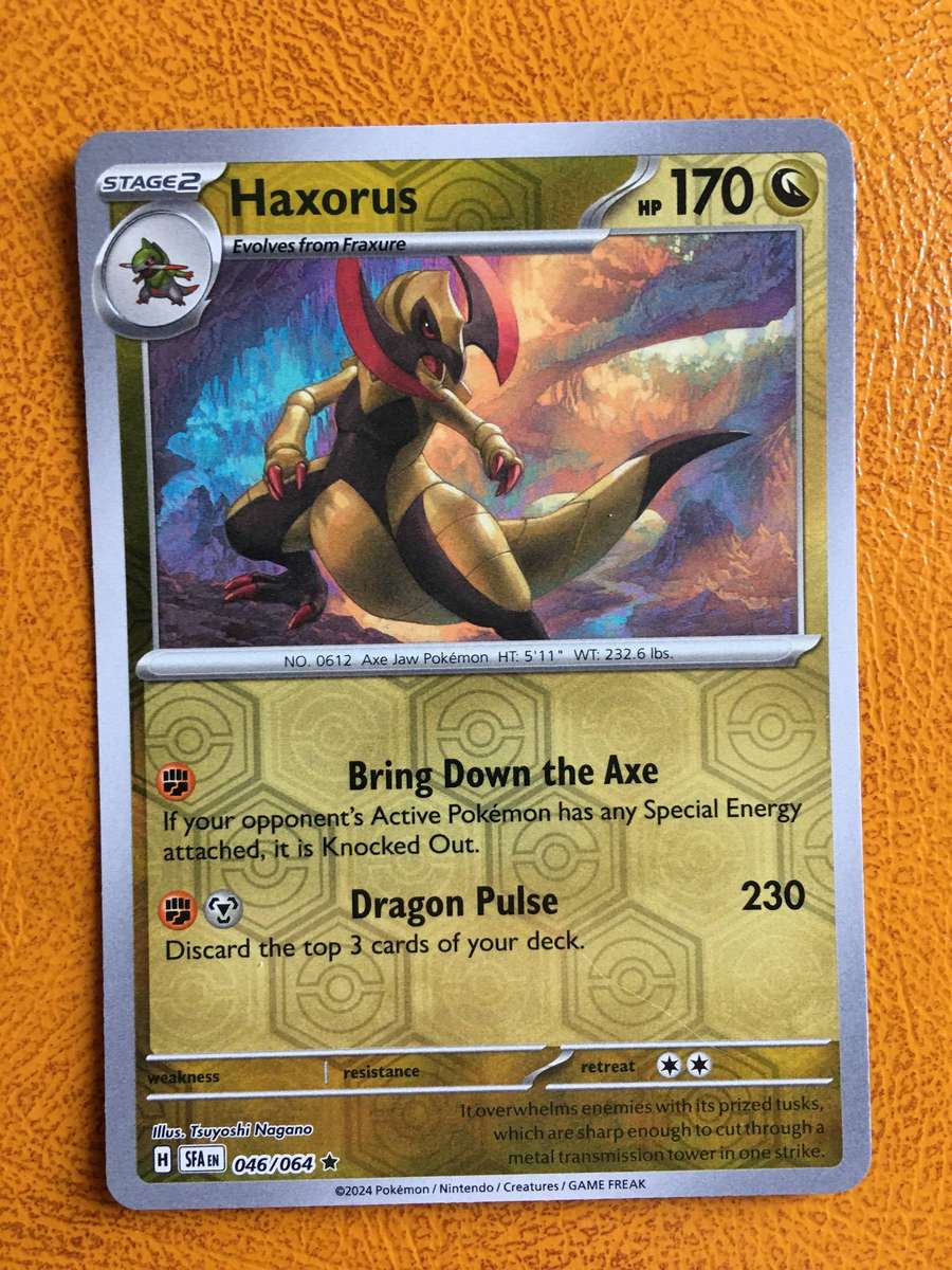 POKEMON TRADING CARD - FOIL / SHINY CARD - HAXORUS /  PLUS FREE CODE TO UNLOCK ONLINE GAME,