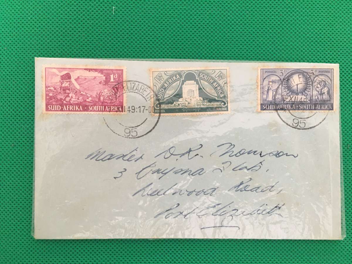 SOUTH AFRICA - ENVELOPE WITH 3 STAMPS