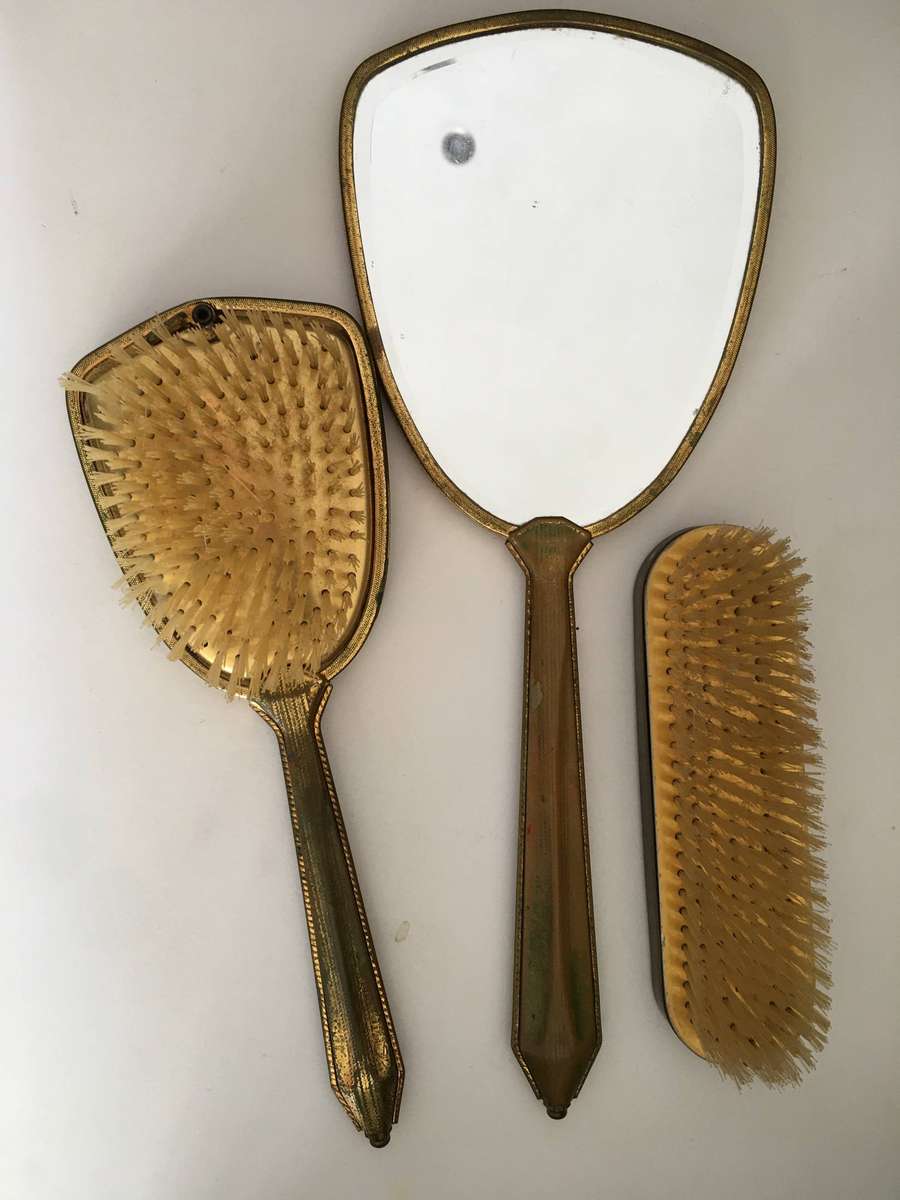 VINTAGE BRUSH VANITY  SET - 3 PIECES