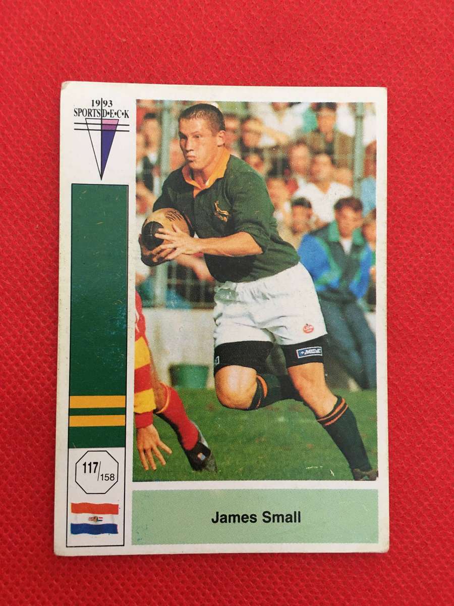 VINTAGE RUGBY TRADING CARD - 1993 SPORTS DECK - SOUTH AFRICA VS FRANCE - JAMES SMALL