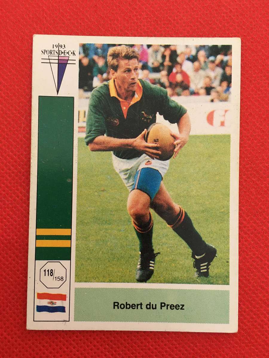 VINTAGE RUGBY TRADING CARD - 1993 SPORTS DECK - SOUTH AFRICA VS FRANCE -  ROBERT DU PREEZ