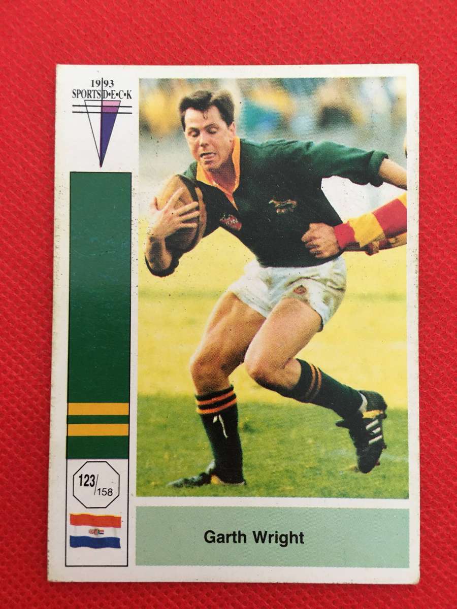 VINTAGE RUGBY TRADING CARD - 1993 SPORTS DECK - SOUTH AFRICA VS FRANCE - GARTH WRIGHT