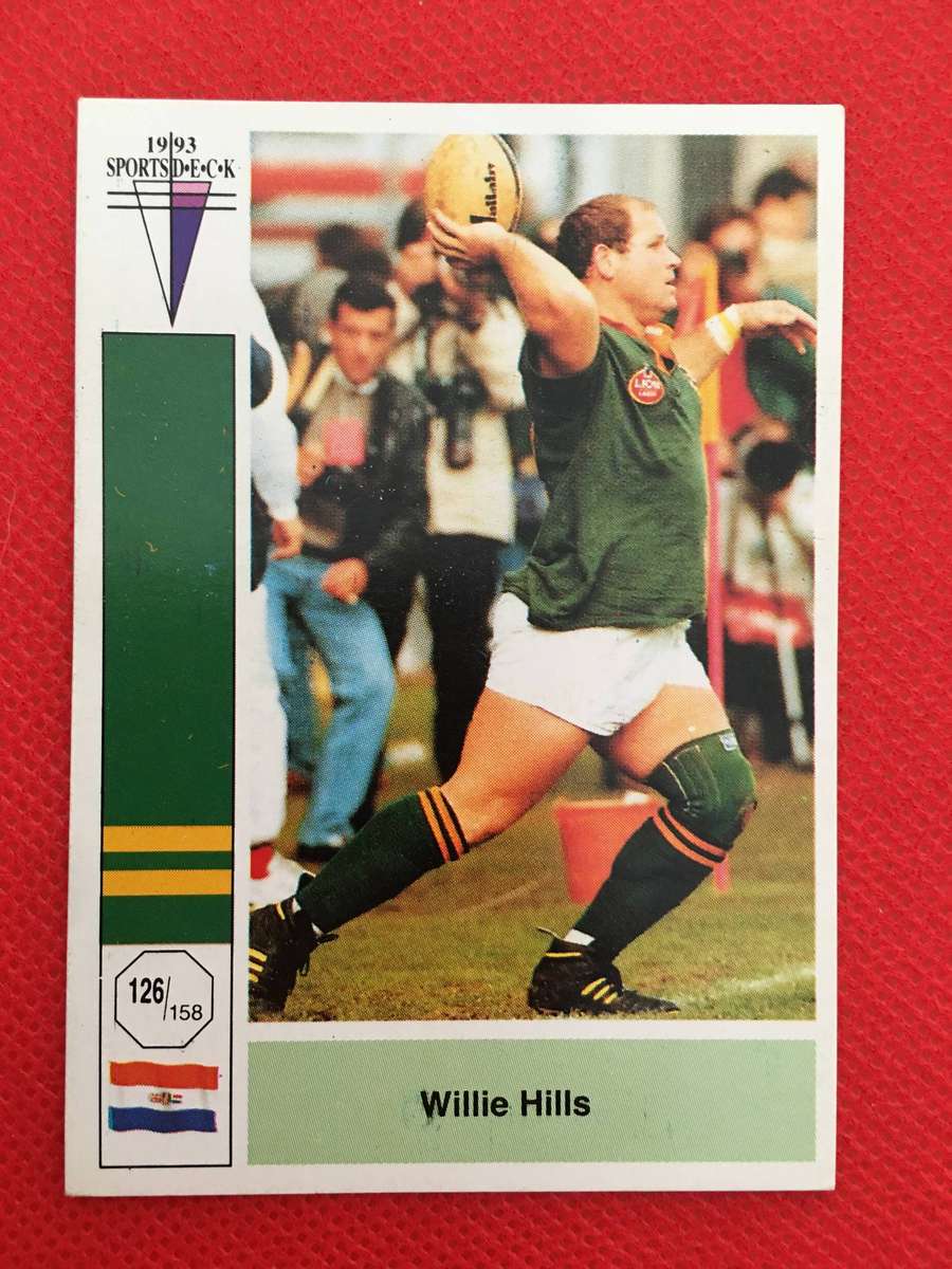 VINTAGE RUGBY TRADING CARD - 1993 SPORTS DECK - SOUTH AFRICA VS FRANCE - WILLIE HILLS