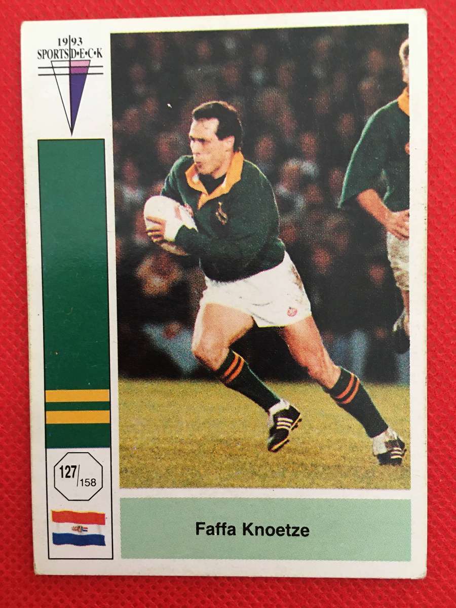 VINTAGE RUGBY TRADING CARD - 1993 SPORTS DECK - SOUTH AFRICA VS FRANCE - FAFFA KNOETZE