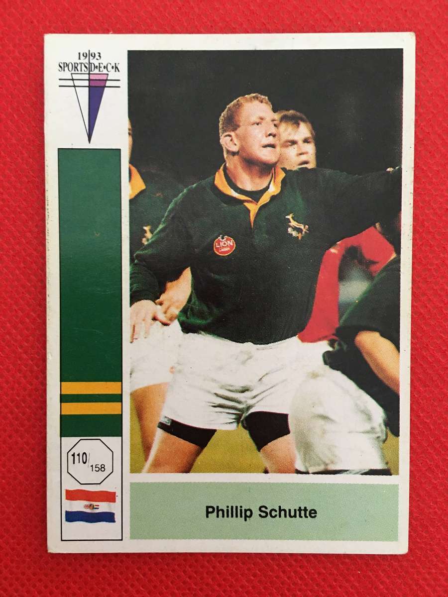 VINTAGE RUGBY TRADING CARD - 1993 SPORTS DECK - SOUTH AFRICA VS FRANCE -  PHILLIP SCHUTTE