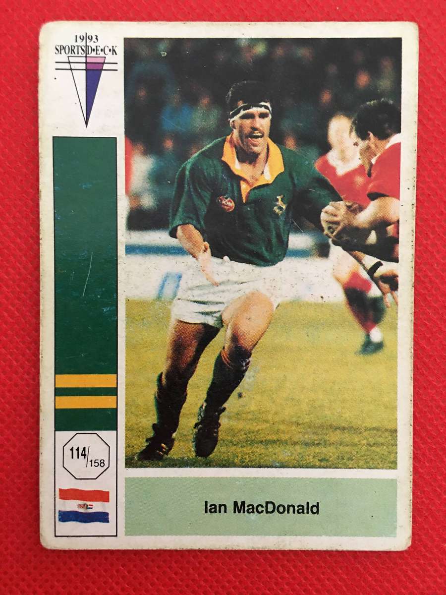 VINTAGE RUGBY TRADING CARD - 1993 SPORTS DECK - SOUTH AFRICA VS FRANCE -  IAN MACDONALD