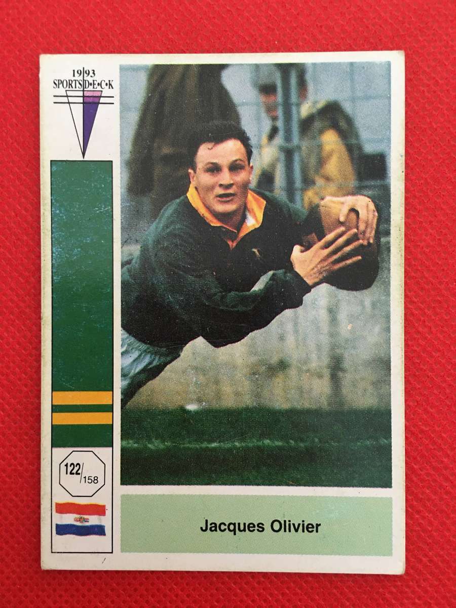 VINTAGE RUGBY TRADING CARD - 1993 SPORTS DECK - SOUTH AFRICA VS FRANCE - JACQUES OLIVIER