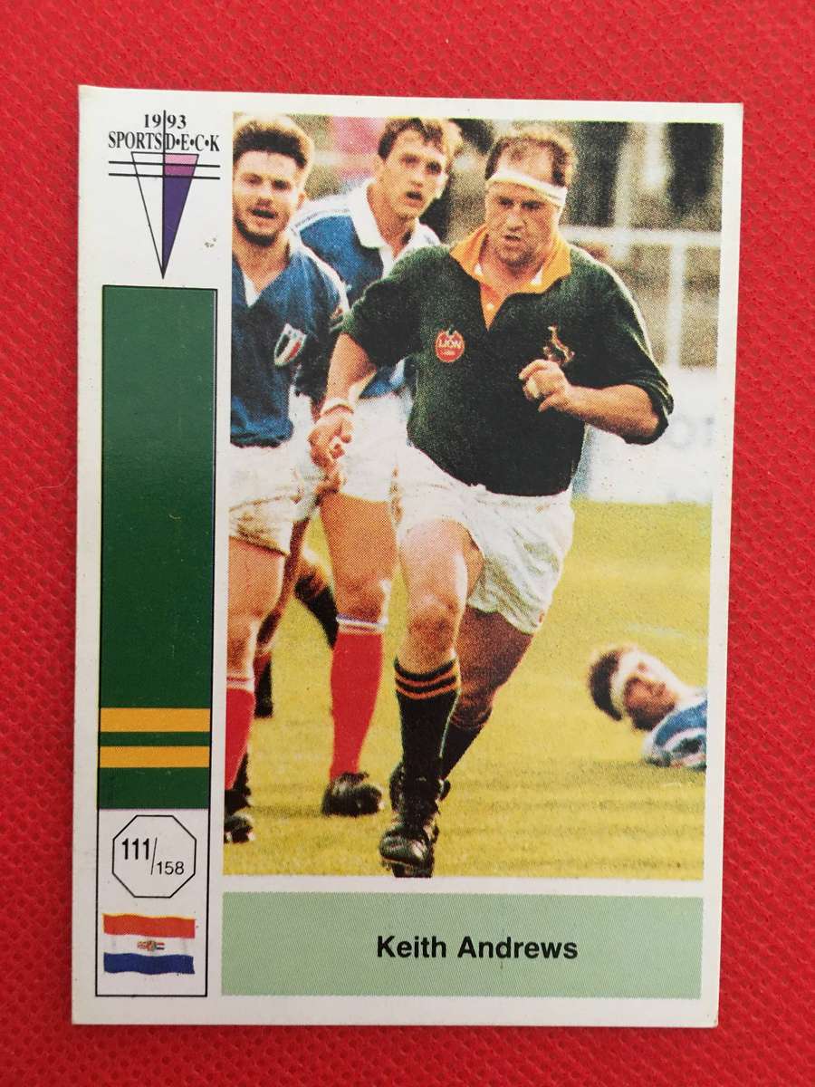 VINTAGE RUGBY TRADING CARD - 1993 SPORTS DECK - SOUTH AFRICA VS FRANCE - KEITH ANDREWS