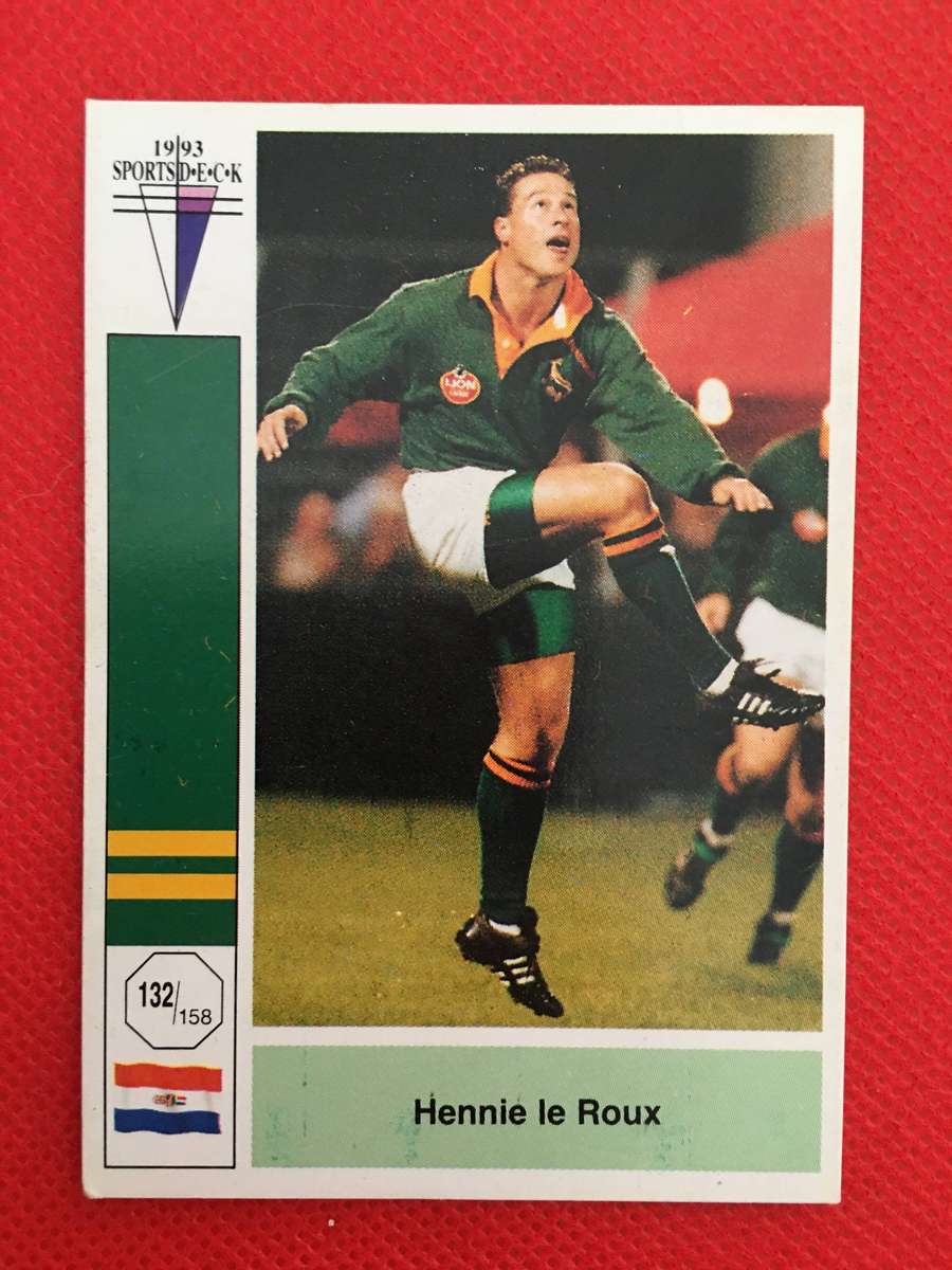 VINTAGE RUGBY TRADING CARD - 1993 SPORTS DECK - SOUTH AFRICA VS FRANCE - HENNIE LE ROUX
