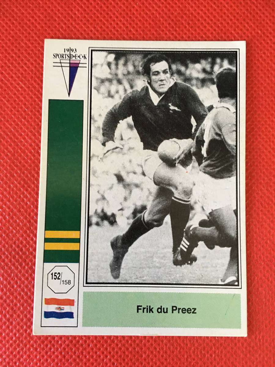 VINTAGE RUGBY CARD - SPORTS DECK SPRINGBOKS - OLD GREATS - FRIK DU PREEZ
