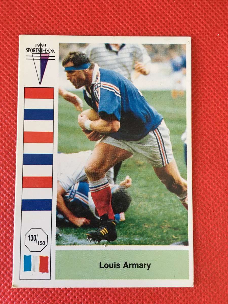 VINTAGE RUGBY TRADING CARD - FRANCE VS SOUTH AFRICA - 1992/1993 - LOUIS ARMARY