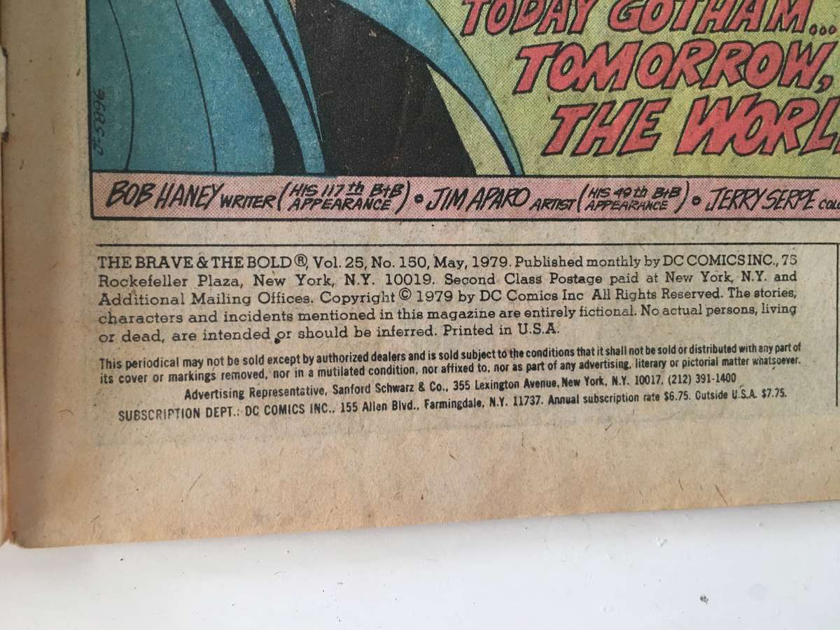 DC COMICS - THE BRAVE AND THE BOLD AND BATMAN - VOL. 25 - NO. 150 - 1979