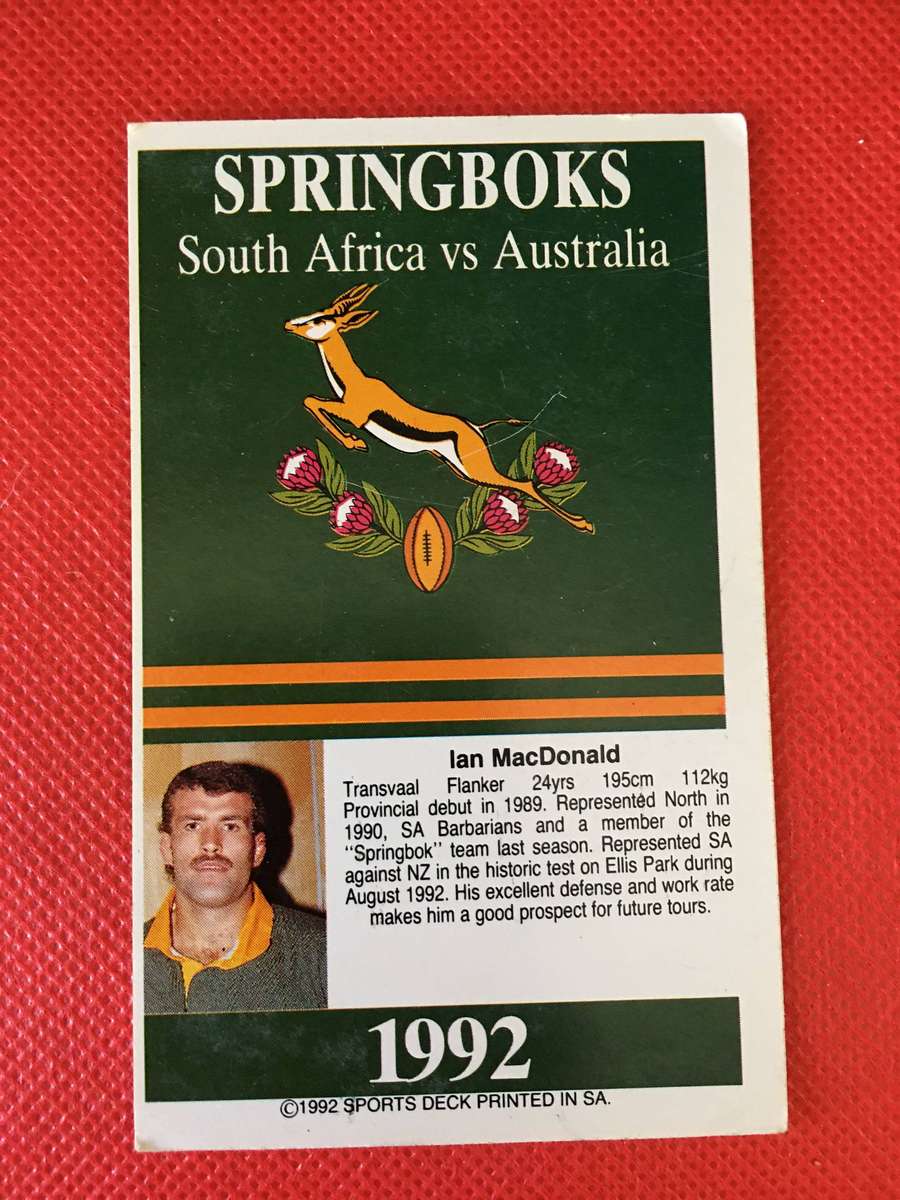 VINTAGE RUGBY TRADING CARD -  IAN MAC DONALD - 1992