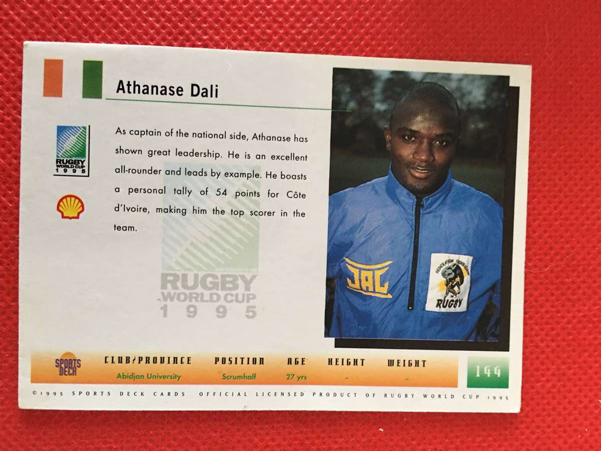 VINTAGE RUGBY TRADING CARD -  SHELL - 1995 - ATHANASE DALI