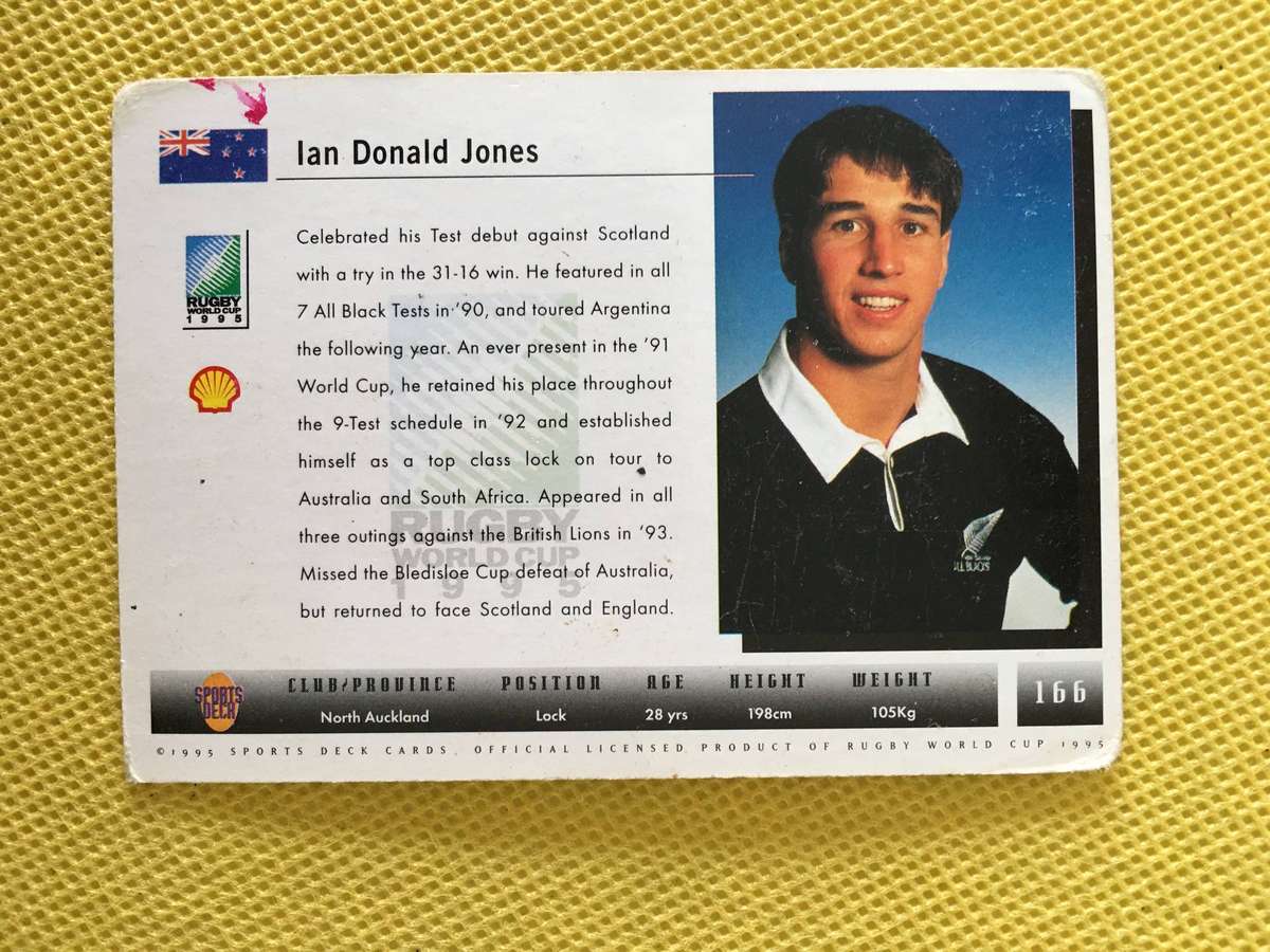 VINTAGE RUGBY TRADING CARD - 1995 RUGBY WORLD CUP -  IAN JONES