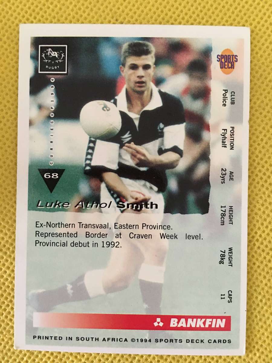 VINTAGE RUGBY  TRADING CARD - 1994 - BANKFIN CURRIE CUP - LUKE SMITH