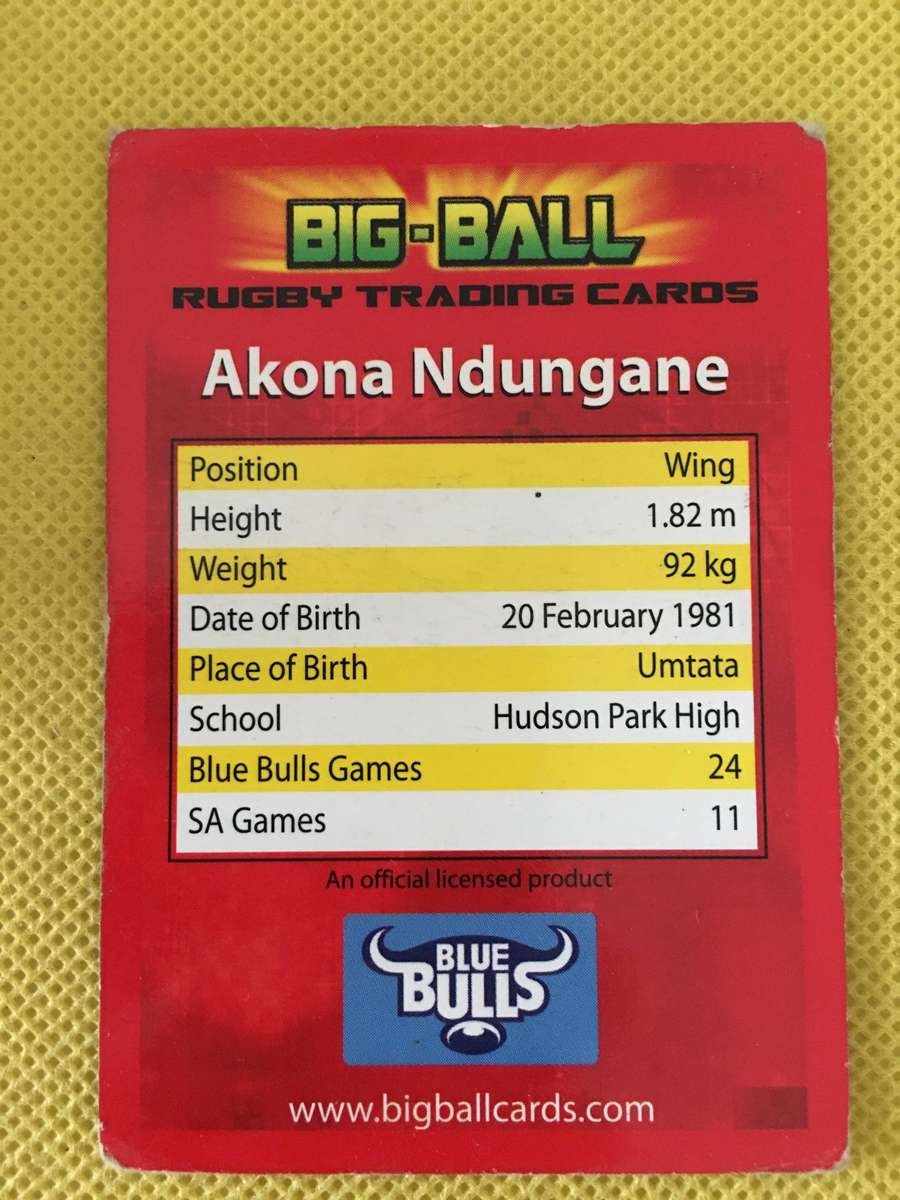 RUGBY TRADING CARD  - AKONA NDUNGANE