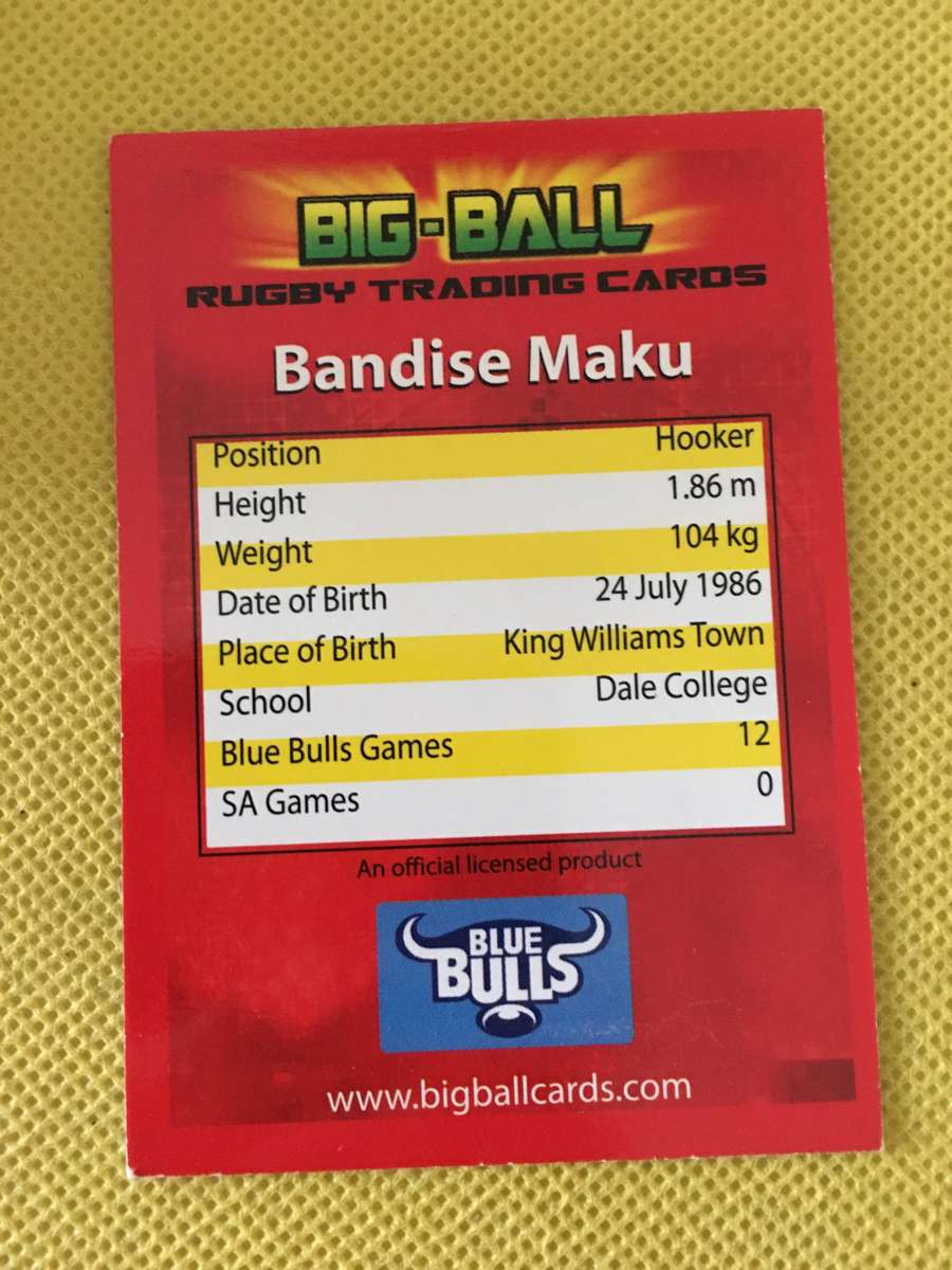 RUGBY TRADING CARD - BANDISE MAKU