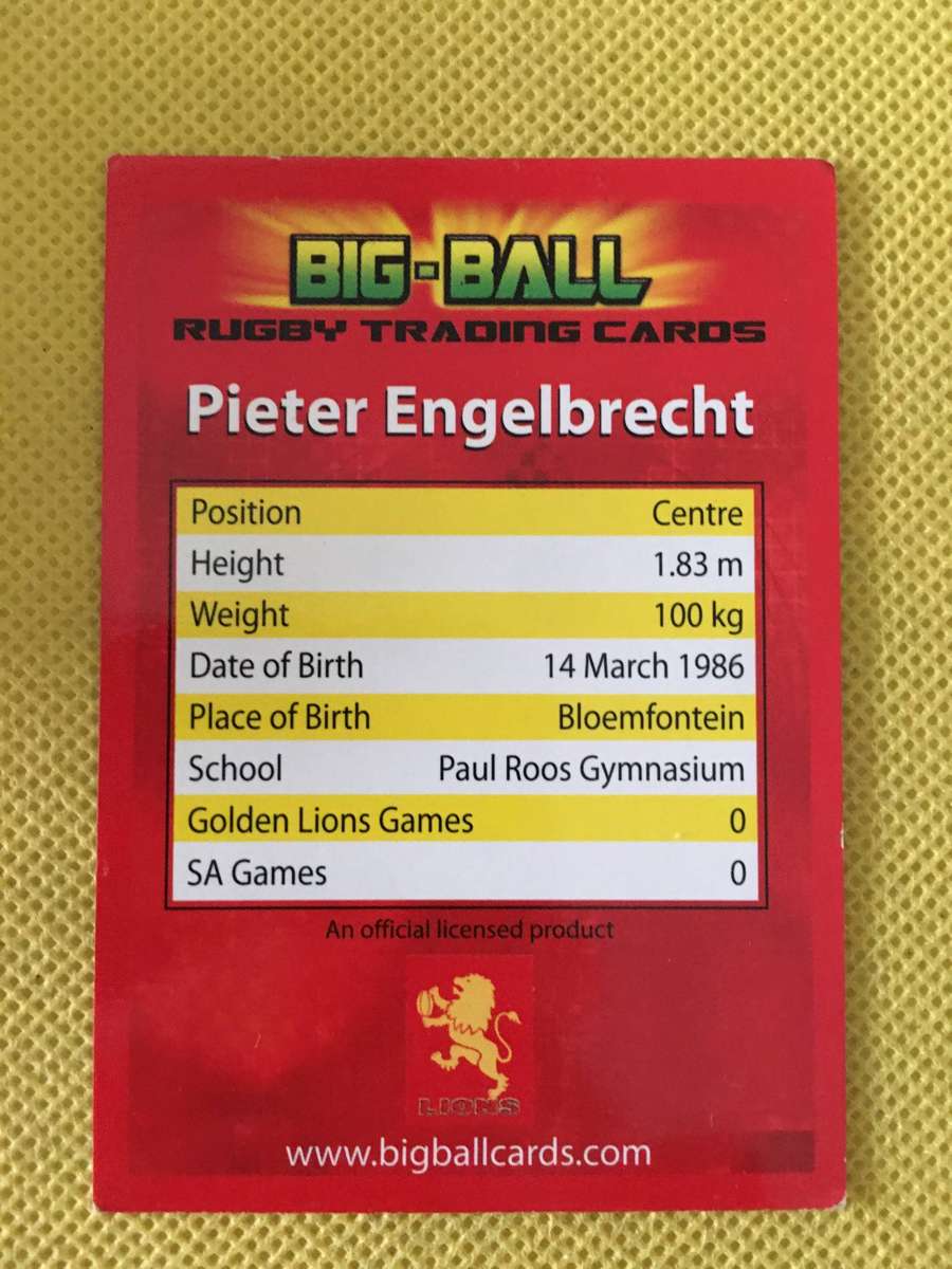 RUGBY TRADING CARD -  PIETER ENGELBRECHT