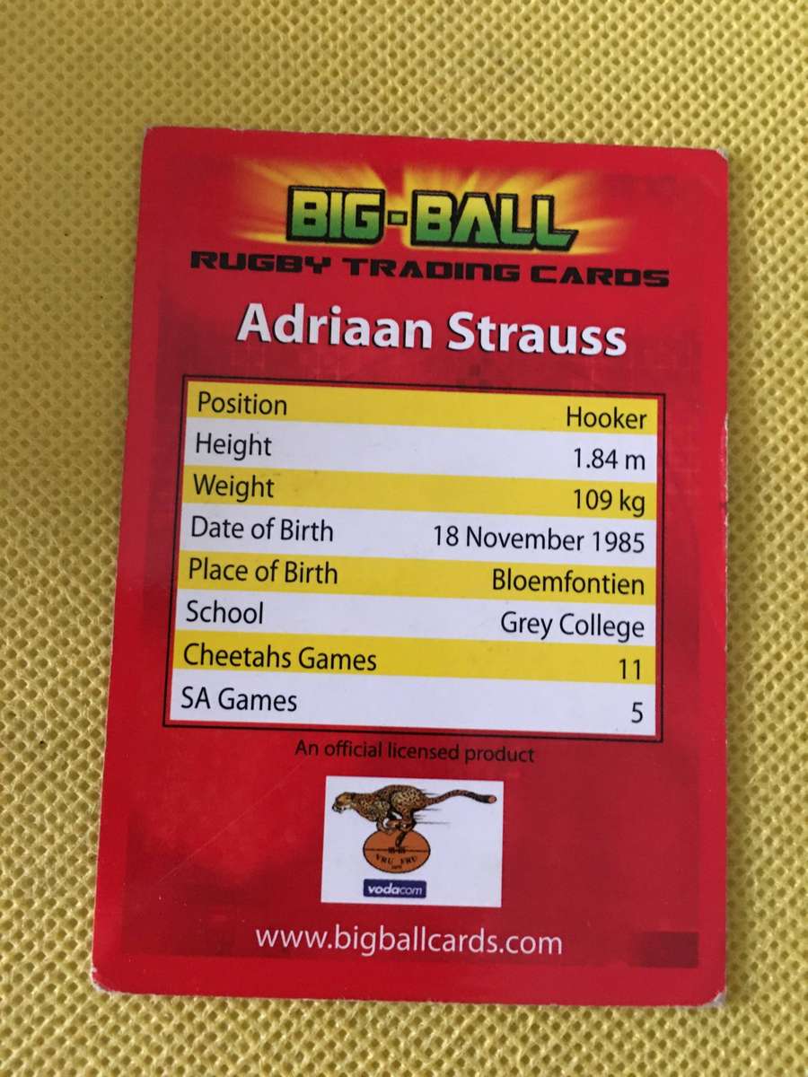 RUGBY TRADING CARD - ADRIAAN STRAUSS