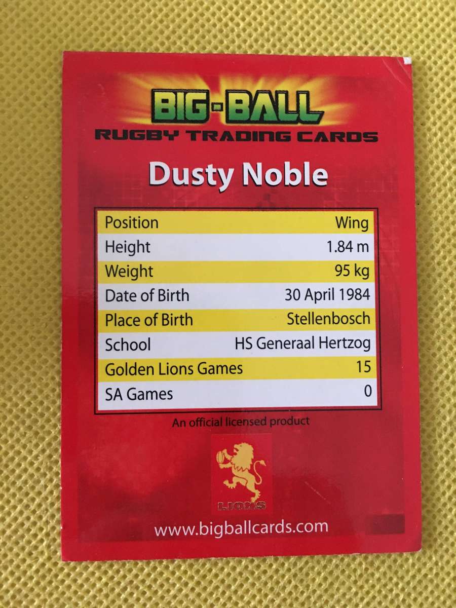 RUGBY TRADING CARD  - DUSTY NOBLE