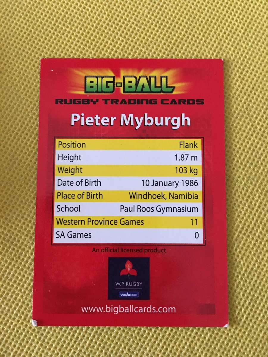 RUGBY TRADING CARD - PIETER MYBURGH