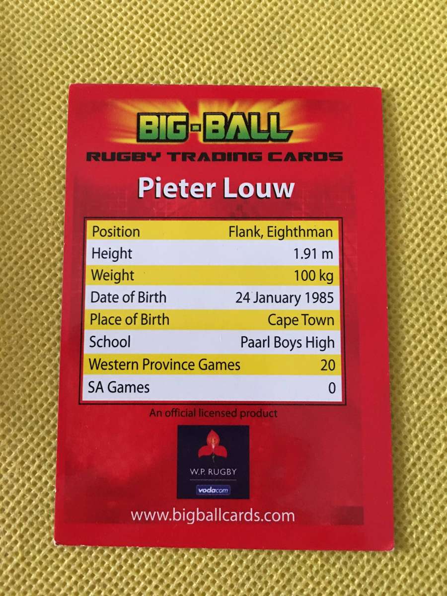 RUGBY TRADING CARD  - PIETER LOUW- BIG-BALL