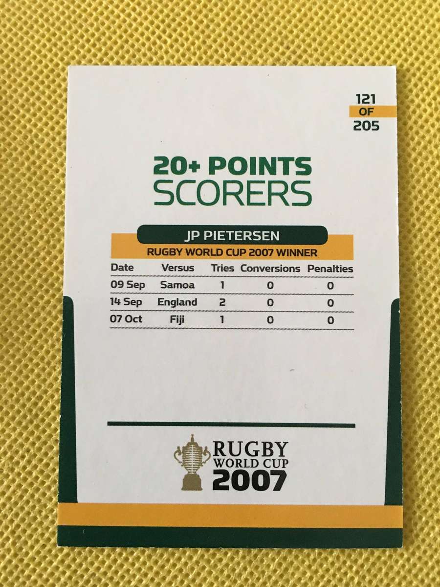 RUGBY TRADING CARD - JP  PIETERSEN SPRINGBOKS