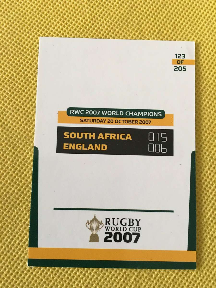 RUGBY TRADING CARD - SPRINGBOKS - WORLD CHAMPIONS