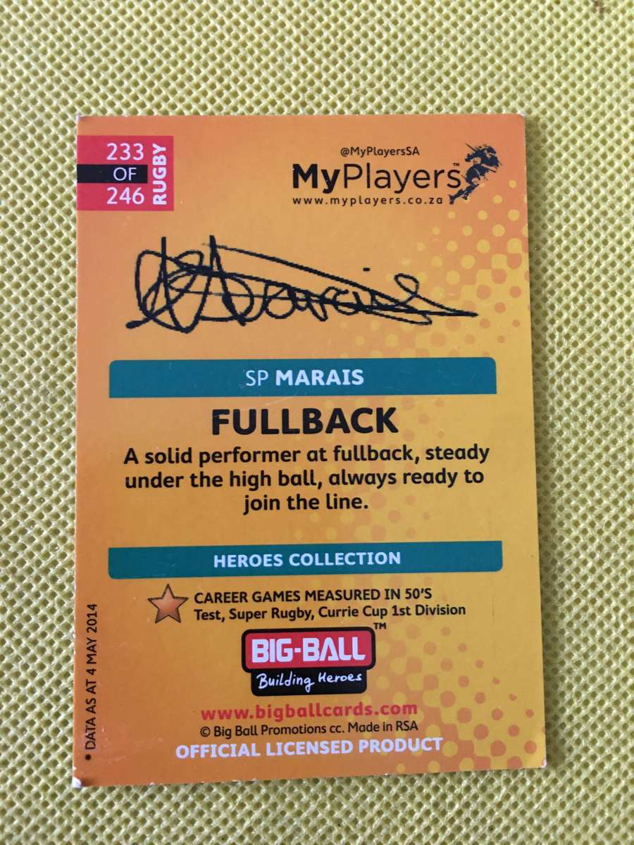 RUGBY TRADING CARD - BIG BALL - SIGNATURE SERIES - SP MARAIS