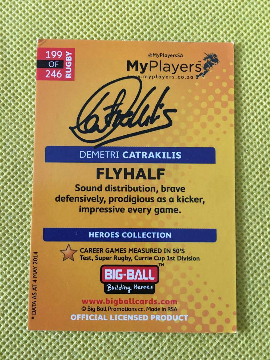 RUGBY TRADING CARD - SIGNATURE SERIES - DEMETRI CATRAKILIS