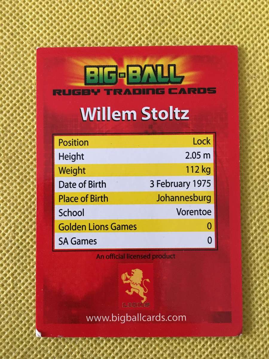 RUGBY TRADING CARD - WILLEM STOLTZ