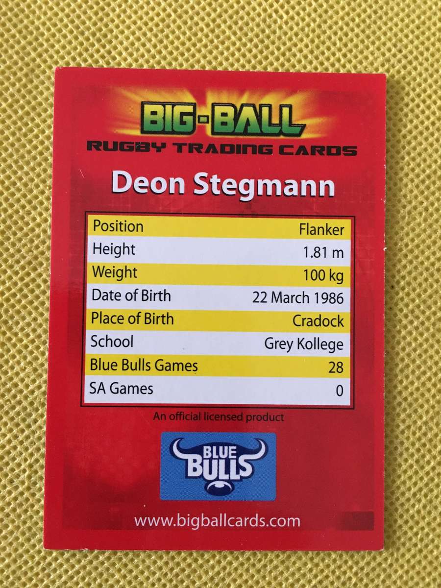RUGBY TRADING CARD - DEON STEGMANN
