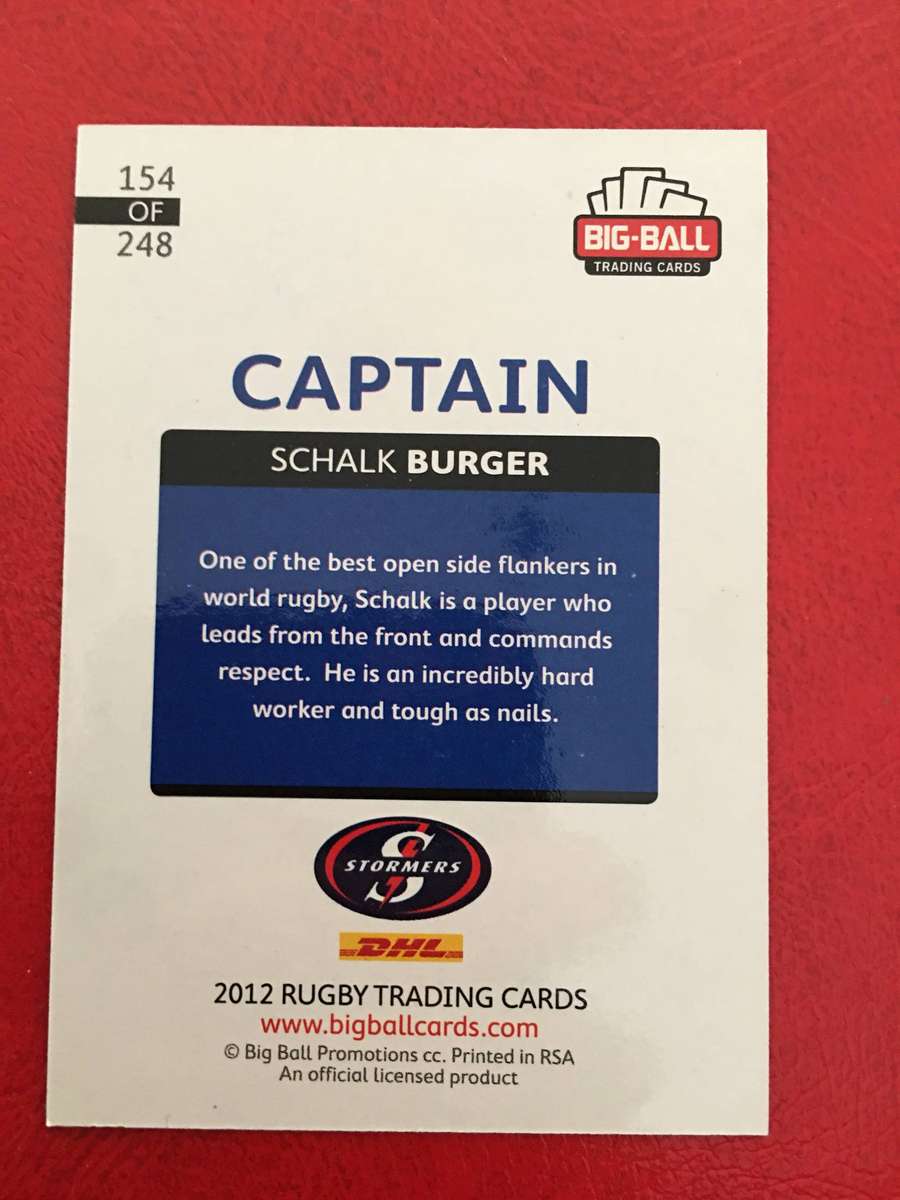 BIG BALL 2012 RUGBY TRADING CARD / FOIL CARD /CAPTAIN - SCHALK BURGER